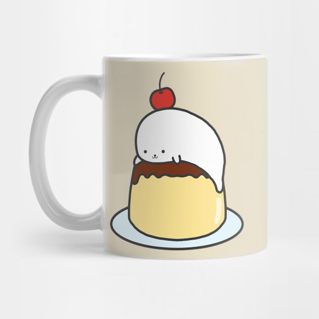 Seal on Pudding Kawaii Cute Anime Seal Animal Cherry Japanese Harajuku by Marinaaa010